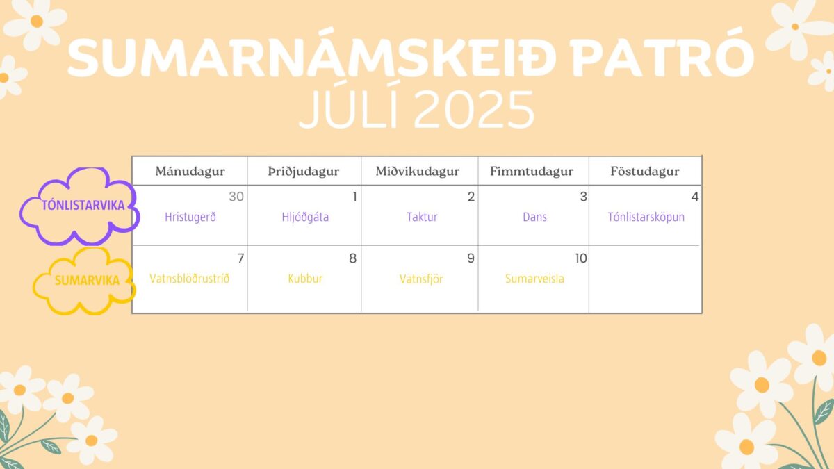 Sumarnámskeið júlí - Patró